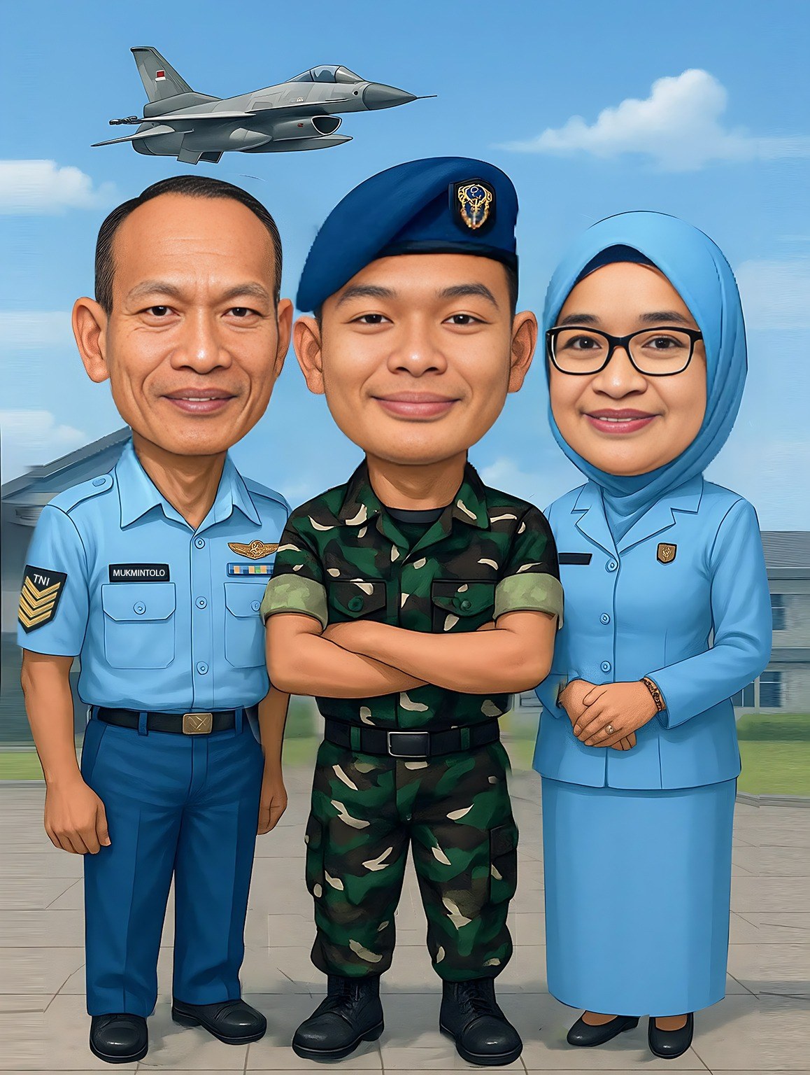 Karikatur TNI AU — Family — portofolio Vydi Studio
