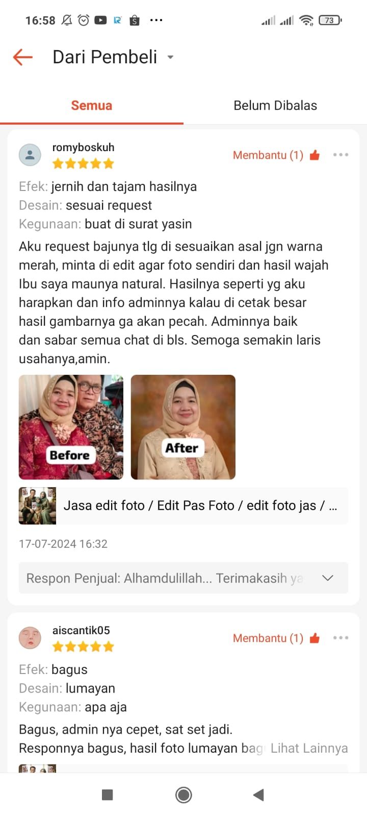 Ulasan Shopee — Feed ulasan #1